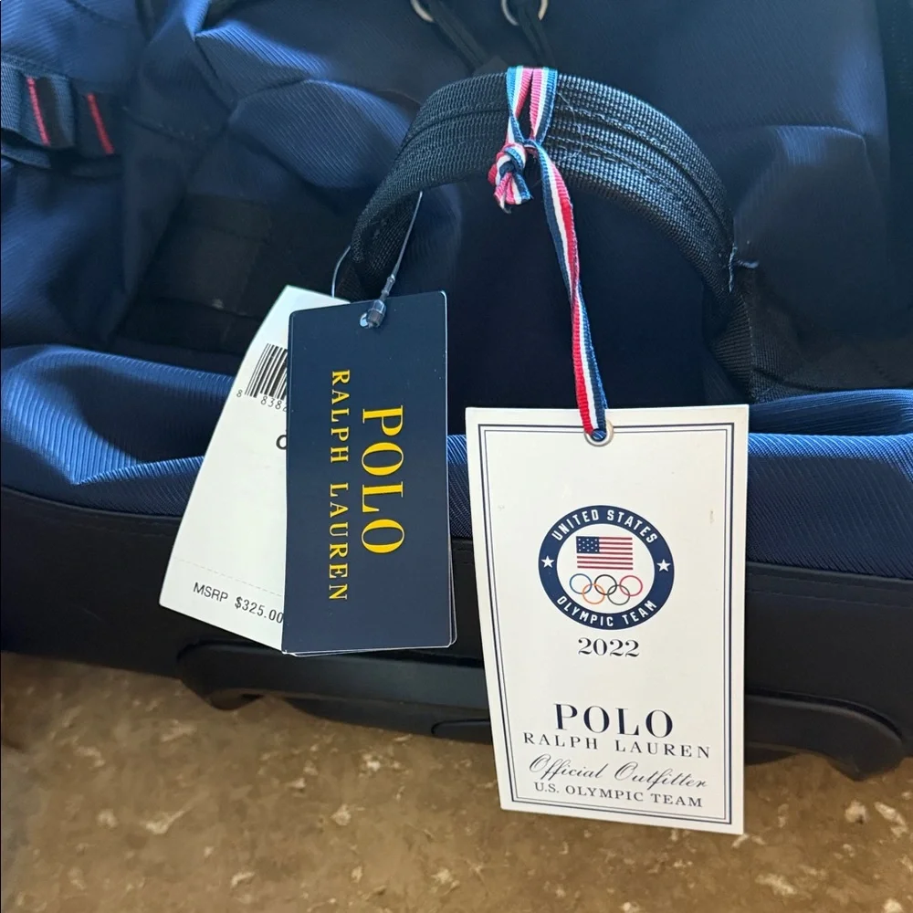 NWT Polo by Ralph Lauren 2022 Olympics Navy Team USA Duffle Bag with Rollers